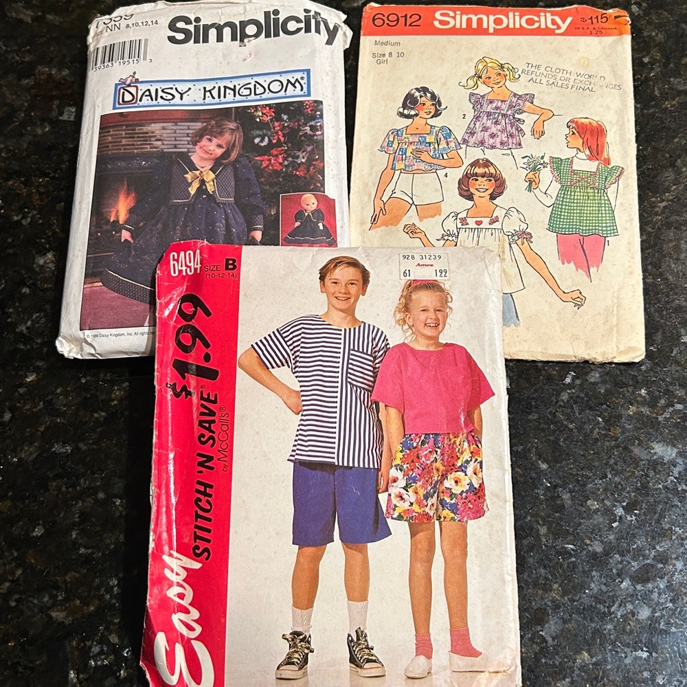 Simplicity and Stitch & Save, 3 patterns sizes 8-14
